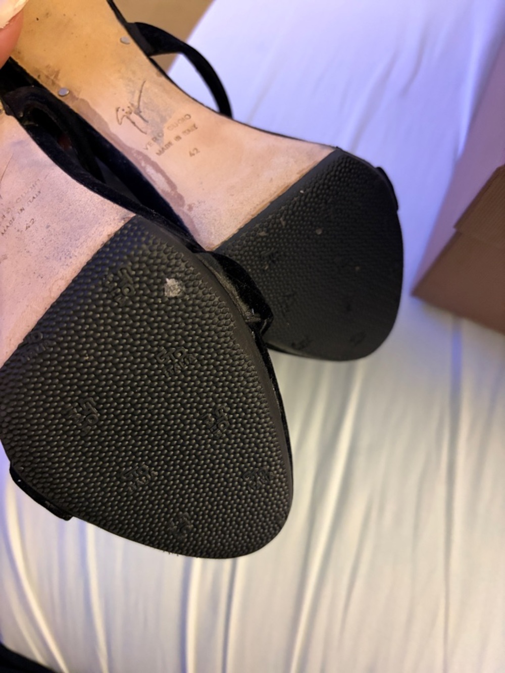 Giuseppe Zanotti Cruel Summer Heels Black Suede/Velvet Size 42/12 - Picture 7 of 8